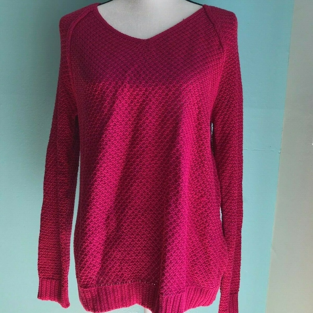 Notations Sweater/Blouse Long Sleeve v-neck Pink .